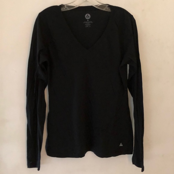 Soft Cotton V Neck T Shirt Black Long Slee… - Picture 3 of 9